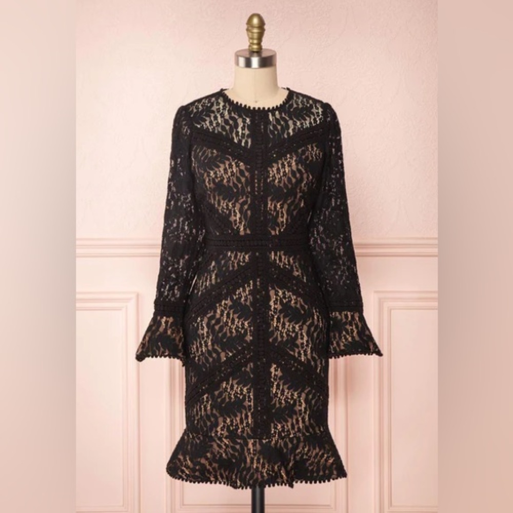 Long Sleeve Black Lace Dress